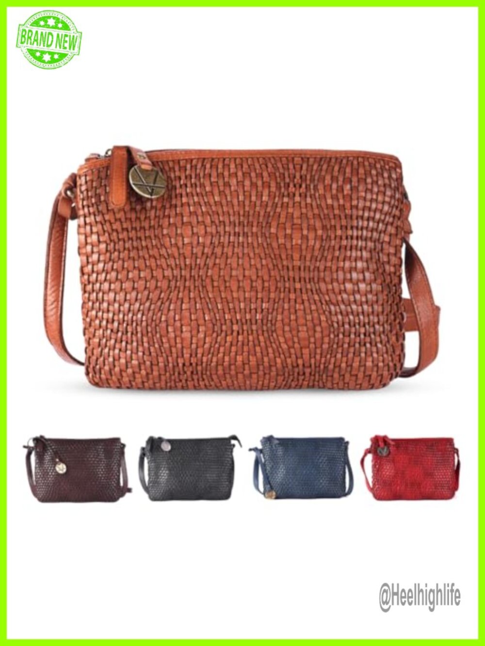 Woven Genuine Leather Crossbody Sling Bag for Women